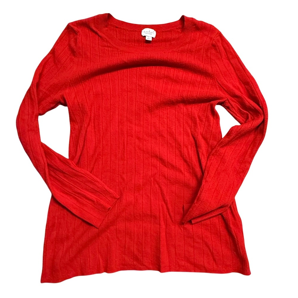 Isabel Ingrid Isabel Ribbed Knit Top Long Sleeve Casual Blouse